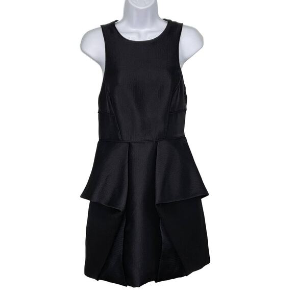 Tibi Open Back Peplum Dress Black 4 - Picture 1 of 14